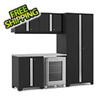 NewAge Garage Cabinets PRO Series Black 6-Piece Set with Stainless Steel Top