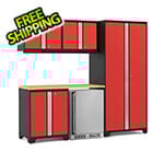 NewAge Garage Cabinets PRO Series Red 6-Piece Set with Bamboo Top