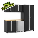 NewAge Garage Cabinets PRO Series Black 6-Piece Set with Bamboo Top