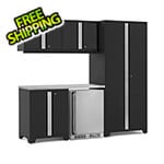 NewAge Garage Cabinets PRO Series Black 6-Piece Set with Bamboo Top