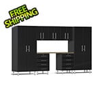 Ulti-MATE Garage Cabinets 8-Piece Garage Cabinet Kit with Bamboo Worktop in Midnight Black Metallic