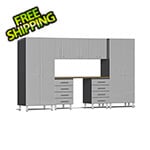 Ulti-MATE Garage Cabinets 8-Piece Garage Cabinet Kit with Bamboo Worktop in Stardust Silver Metallic