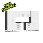 Ulti-MATE Garage Cabinets 8-Piece Garage Cabinet Kit with Bamboo Worktop in Starfire White Metallic