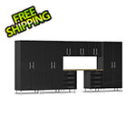 Ulti-MATE Garage Cabinets 9-Piece Garage Cabinet Kit with Bamboo Worktop in Midnight Black Metallic