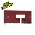Ulti-MATE Garage Cabinets 9-Piece Garage Cabinet Kit with Bamboo Worktop in Ruby Red Metallic