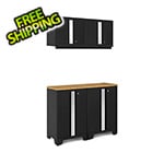 NewAge Garage Cabinets BOLD Series Black 5-Piece Set with Bamboo Top