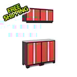 NewAge Garage Cabinets BOLD Series Red 5-Piece Set with Stainless Steel Top