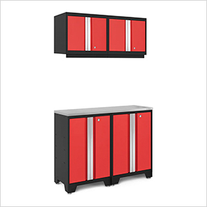 BOLD Series Red 5-Piece Set with Stainless Steel Top