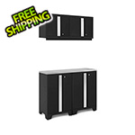 NewAge Garage Cabinets BOLD Series Black 5-Piece Set with Stainless Steel Top