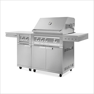 Outdoor Kitchen Grill Cart with 33-Inch Platinum Grill and Side Burner (Natural Gas)