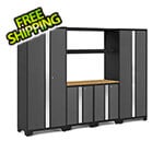 NewAge Garage Cabinets BOLD Series Grey 6-Piece Set with Bamboo Worktop