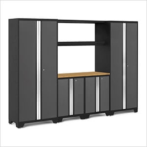 BOLD Series Grey 6-Piece Set with Bamboo Worktop