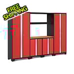 NewAge Garage Cabinets BOLD Series Red 6-Piece Set with Bamboo Worktop