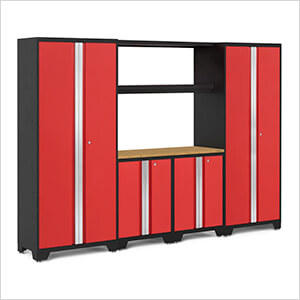 BOLD Series Red 6-Piece Set with Bamboo Worktop