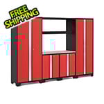 NewAge Garage Cabinets BOLD Series Red 6-Piece Set with Stainless Steel Worktop