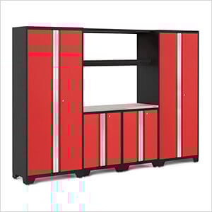 BOLD Series Red 6-Piece Set with Stainless Steel Worktop