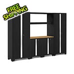 NewAge Garage Cabinets BOLD Series Black 6-Piece Set with Bamboo Worktop