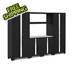 NewAge Garage Cabinets BOLD Series Black 6-Piece Set with Stainless Steel Worktop