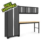 NewAge Garage Cabinets BOLD Series Grey 5-Piece Set with 72-Inch Bamboo Workbench