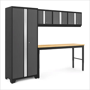 BOLD Series Grey 5-Piece Set with 72-Inch Bamboo Workbench
