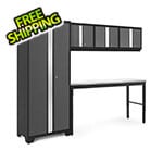 NewAge Garage Cabinets BOLD Series Grey 5-Piece Set with 72-Inch Stainless Steel Workbench