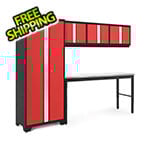 NewAge Garage Cabinets BOLD Series Red 5-Piece Set with 72-Inch Stainless Steel Workbench