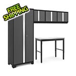 NewAge Garage Cabinets BOLD Series Grey 5-Piece Set with 48-Inch Stainless Steel Workbench