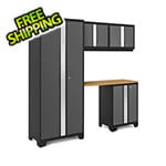 NewAge Garage Cabinets BOLD Series Grey 5-Piece Set with Bamboo Top
