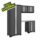 NewAge Garage Cabinets BOLD Series Grey 5-Piece Set with Stainless Steel Top