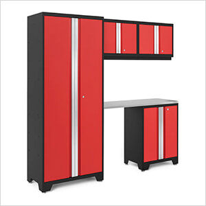 BOLD Series Red 5-Piece Set with Stainless Steel Top
