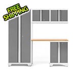 NewAge Garage Cabinets BOLD Series Platinum 5-Piece Set with Bamboo Top
