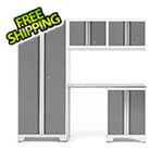 NewAge Garage Cabinets BOLD Series Platinum 5-Piece Set with Stainless Steel Top