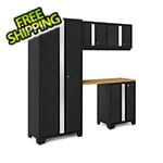 NewAge Garage Cabinets BOLD Series Black 5-Piece Set with Bamboo Top