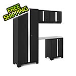 NewAge Garage Cabinets BOLD Series Black 5-Piece Set with Stainless Steel Top