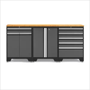 PRO Grey 4-Piece Workbench Set with Bamboo Top
