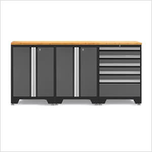 PRO Grey 4-Piece Work Station with Bamboo Top