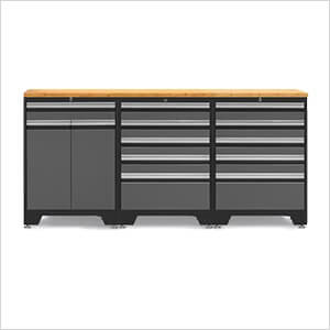 PRO Grey 4-Piece Garage Cabinet Set with Bamboo Top