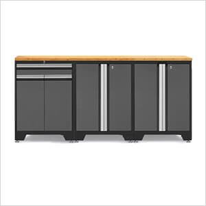 PRO Grey 4-Piece Workbench Setup with Bamboo Top