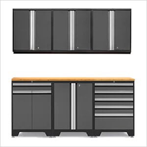 PRO Grey 7-Piece Workbench Set with Bamboo Top