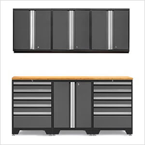 PRO Grey 7-Piece Workbench System with Bamboo Top