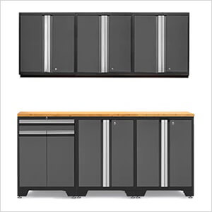 PRO Grey 7-Piece Workbench Setup with Bamboo Top