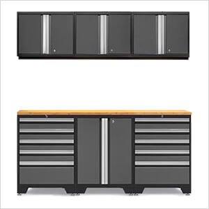 PRO Grey 7-Piece Workbench System with Bamboo Top