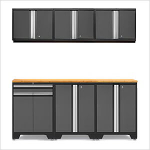 PRO Grey 7-Piece Workbench Setup with Bamboo Top