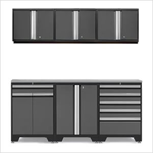PRO Grey 7-Piece Workbench Set with Stainless Steel Top