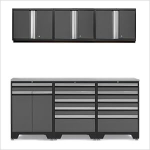 PRO Grey 7-Piece Garage Cabinet Set with Stainless Steel Top