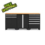 NewAge Garage Cabinets PRO Black 4-Piece Workbench Set with Bamboo Top