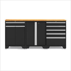 PRO Black 4-Piece Workbench Set with Bamboo Top