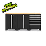 NewAge Garage Cabinets PRO Black 4-Piece Work Station with Bamboo Top