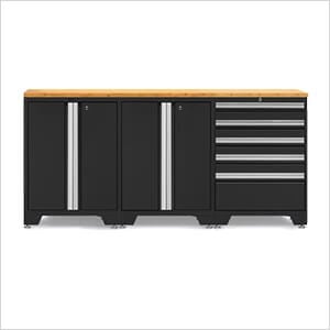 PRO Black 4-Piece Work Station with Bamboo Top