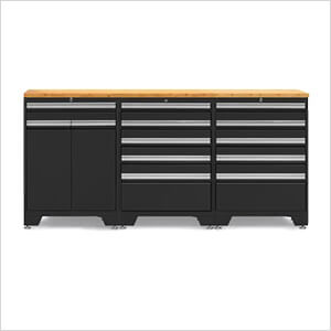PRO Black 4-Piece Garage Cabinet Set with Bamboo Top
